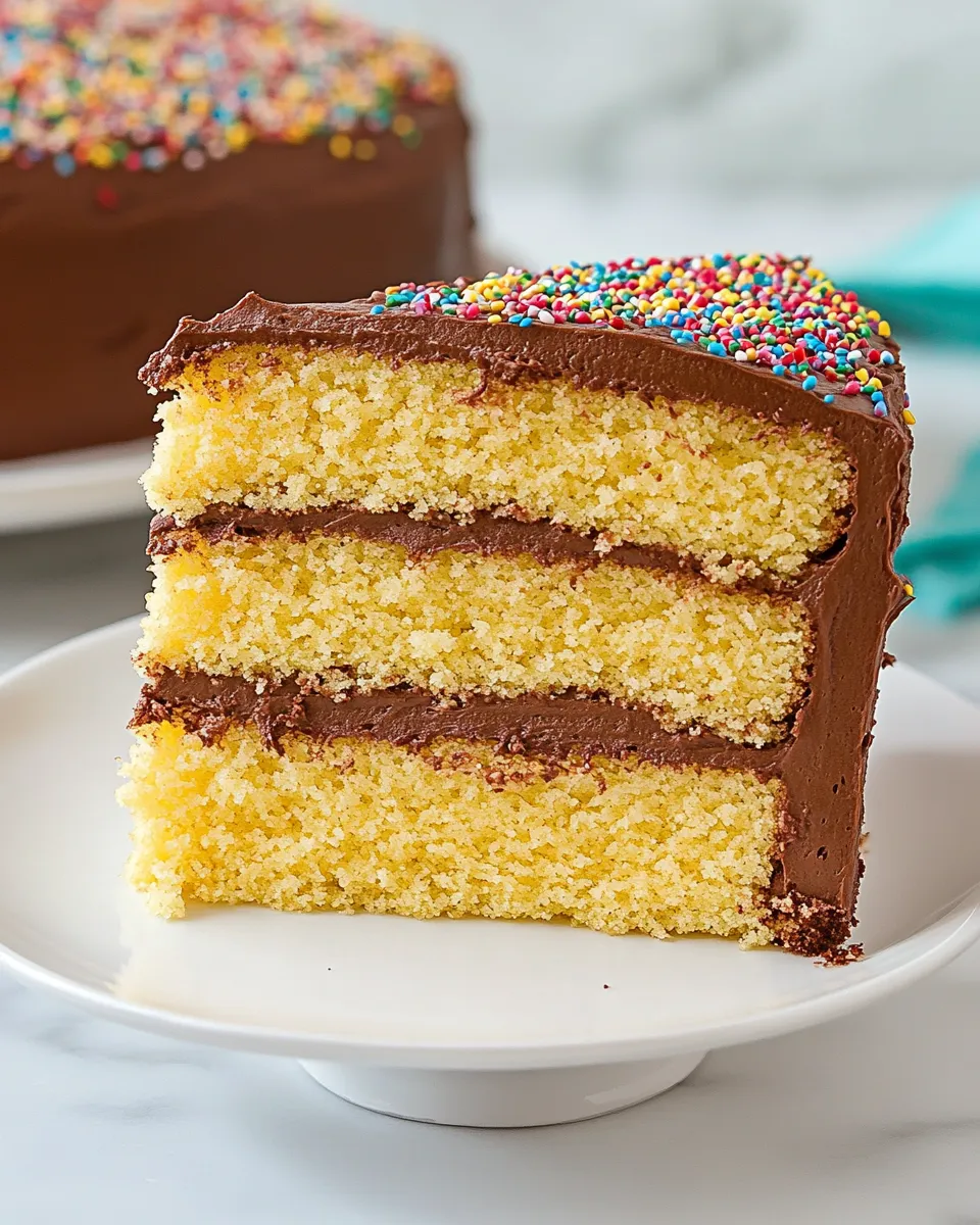 Homemade Yellow Cake with Chocolate Buttercream Frosting photo
