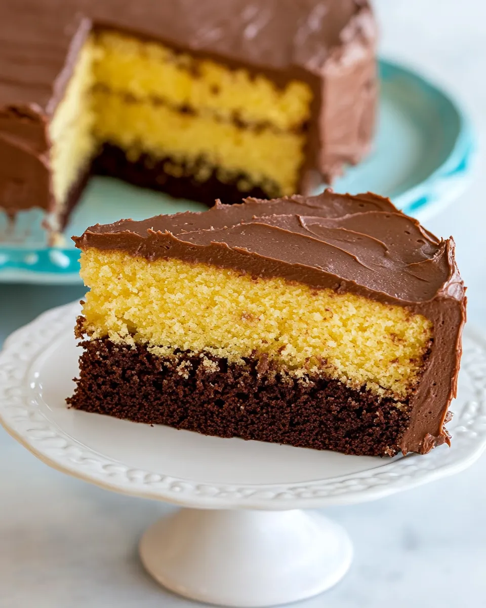 Classic Yellow Cake with Chocolate Buttercream Frosting image
