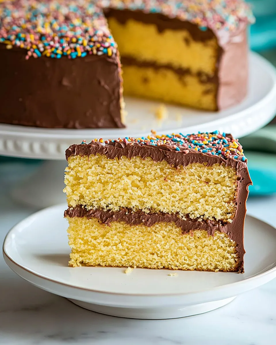 Easy Yellow Cake with Chocolate Buttercream Frosting recipe photo